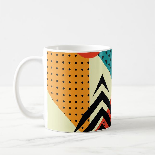 Trendy Geometric Elements, Retro Style. Coffee Mug (Left)
