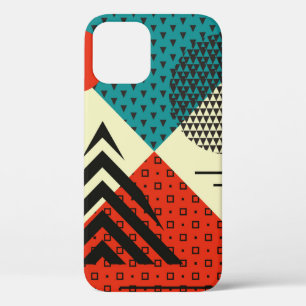Trendy geometric elements. Retro style texture, pa iPhone 12 Case