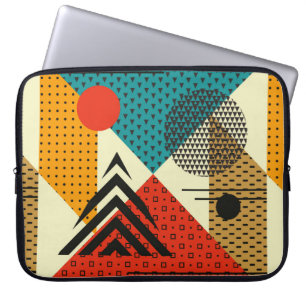 Trendy geometric elements. Retro style texture, pa Laptop Sleeve