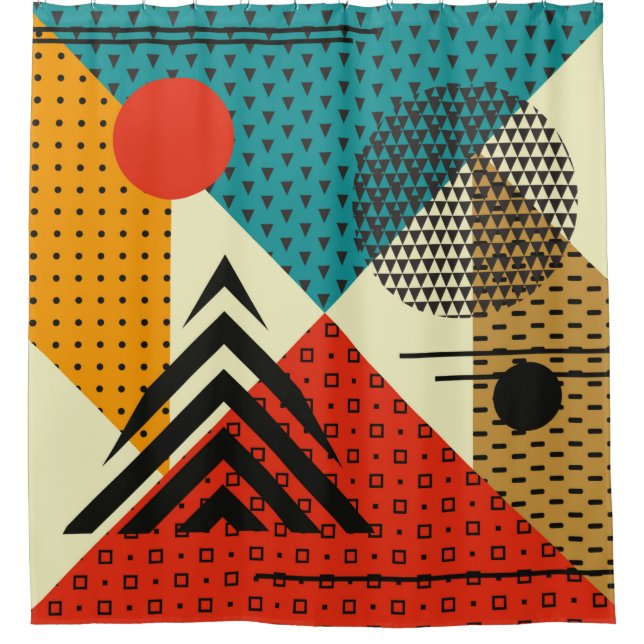 Trendy geometric elements. Retro style texture, pa Shower Curtain (Front)