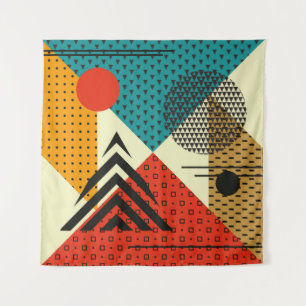 Trendy geometric elements. Retro style texture, pa Tapestry