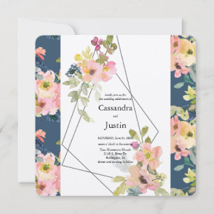 Trendy Geometric Floral Wedding Invitation
