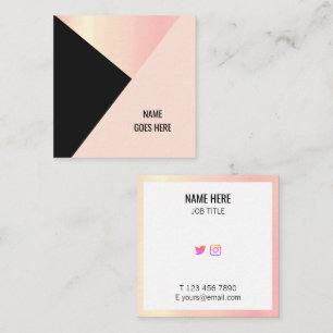 Trendy Geometric Gold Pink Square Business Card
