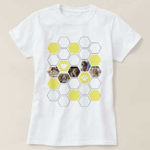 Trendy Geometric I Love My Dog Heart Yellow Photos T-Shirt