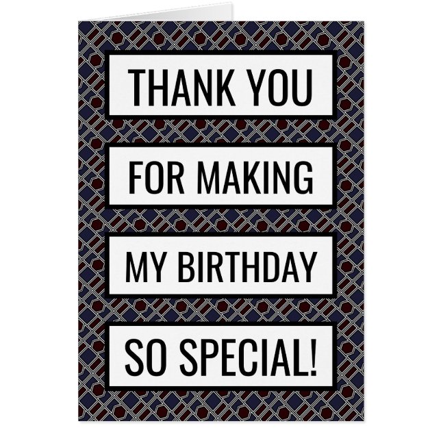 Trendy Geometric Pattern, Birthday Thank You (Front)