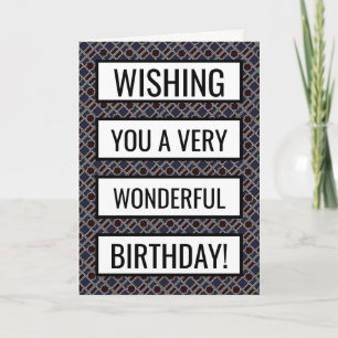 Trendy Geometric Pattern, Modern Birthday Card
