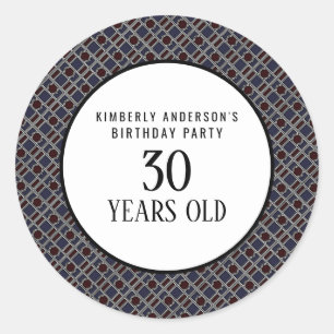 Trendy Geometric Pattern, Modern Birthday Party Classic Round Sticker