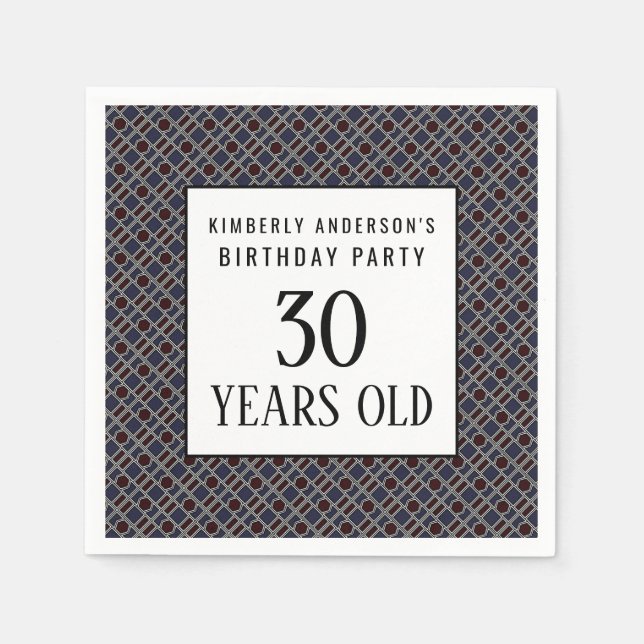 Trendy Geometric Pattern, Modern Birthday Party Napkin (Front)