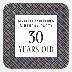 Trendy Geometric Pattern, Modern Birthday Party Square Sticker