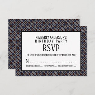 Trendy Geometric Pattern, Modern Birthday RSVP Invitation