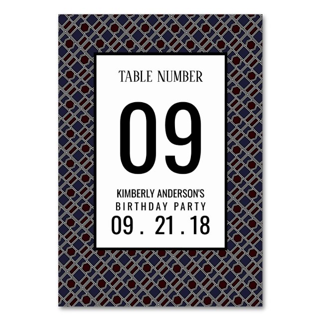 Trendy Geometric Pattern, Modern Birthday Table No Table Number (Front)