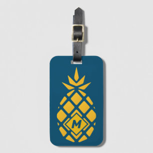 Trendy Geometric Pineapple Blue Monogram Luggage Tag