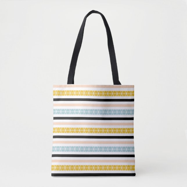 Trendy Geometric Striped Pattern Tote Bag (Front)
