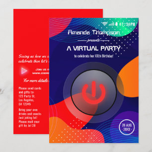 Trendy Geometric Virtual Birthday Party Invitation