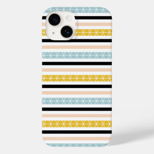 Trendy Geometric White Black Yellow Stripes Design Case-Mate iPhone 14 Case