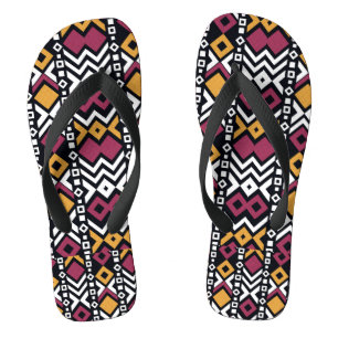 Trendy geometrical colourful blocks flip flops