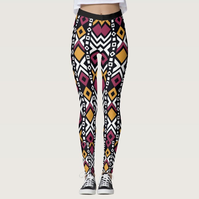 Trendy geometrical colourful blocks leggings (Front)