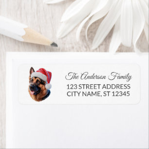 Trendy German Shepherd Dog in Santa Hat Christmas