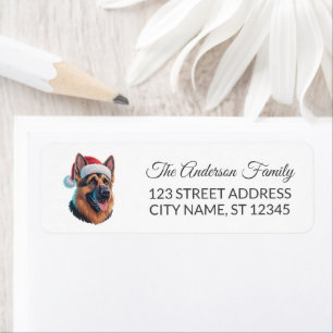 Trendy German Shepherd Dog in Santa Hat Christmas