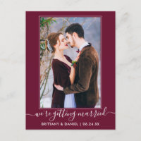 Trendy Getting Married Burgundy Save The Date