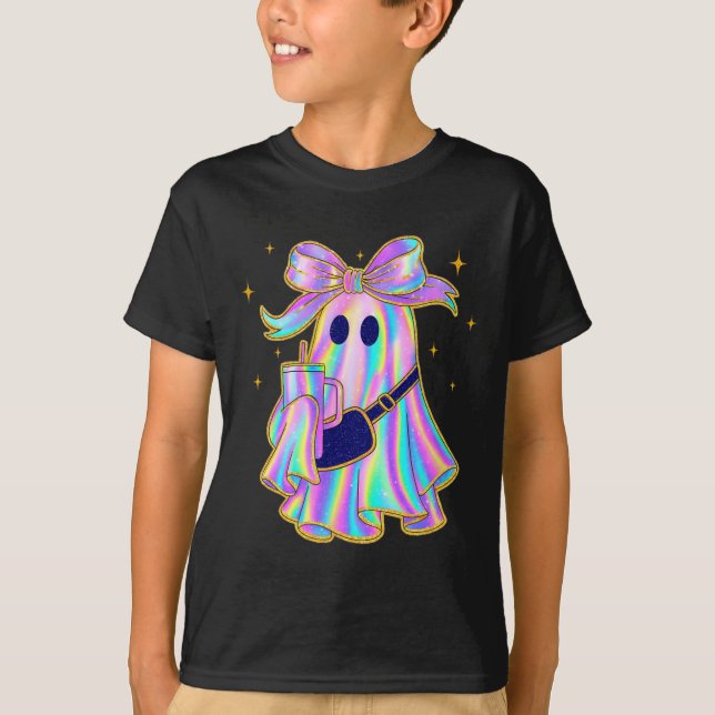 Trendy Ghost Shirt Coffee Tumbler Pastel Halloween (Front)