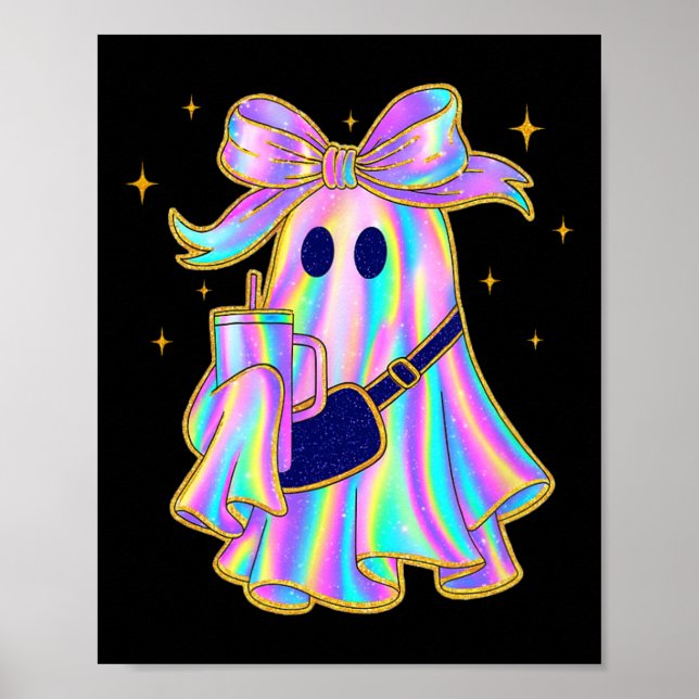 Trendy Ghost Shirt Coffee Tumbler Pastel Halloween Poster (Front)