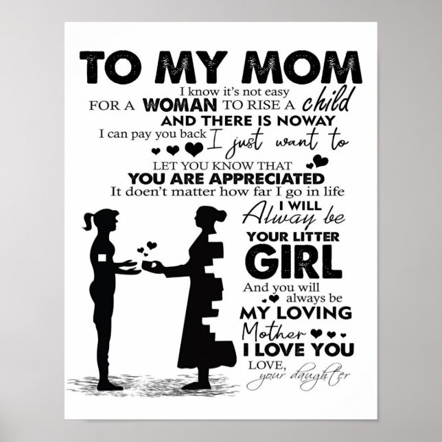 Trendy Gift | Letter To My Mum | Poster (Front)