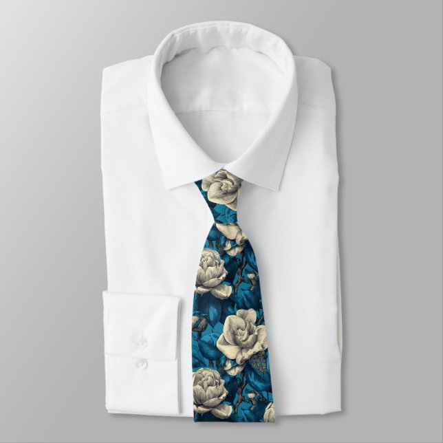 Trendy Gifts For Men Gardenias Floral Tie (Tied)