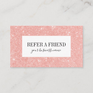 Trendy Gilry Pink Glitter Beauty Salon Referral Card