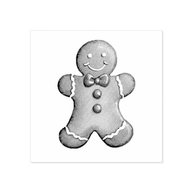 Trendy Gingerbread Man Christmas  Rubber Stamp (Imprint)