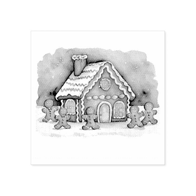 Trendy Gingerbread Man House Christmas  Rubber Stamp (Imprint)