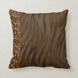Trendy Giraffe & Zebra Print Pattern Pillow