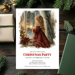 Trendy girl awaits Santa digital Christmas invite