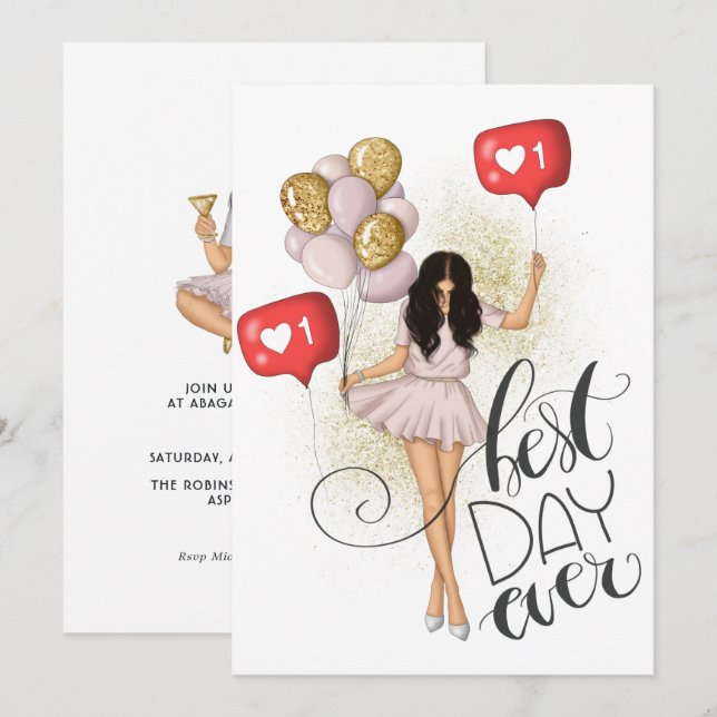 Trendy Girl Birthday Invitation (Front/Back)