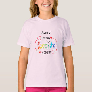 Trendy Girls Favourite Cousin T-Shirt Custom Name