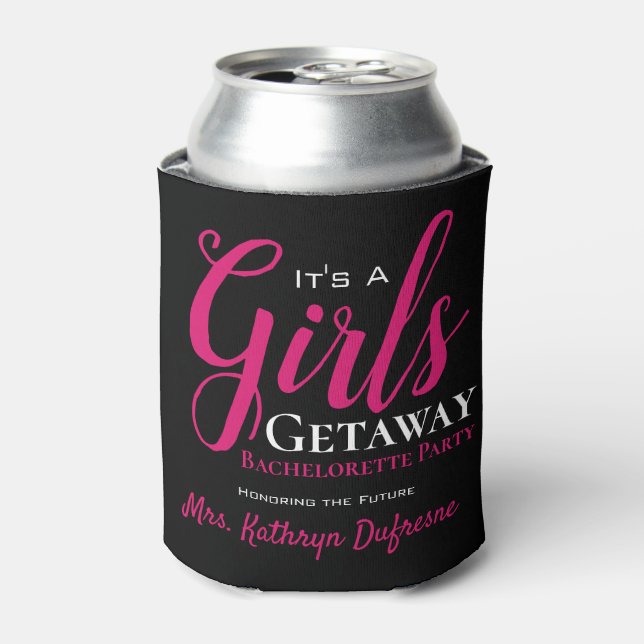Trendy Girls Getaway Bachelorette Party Can Cooler (Can Front)