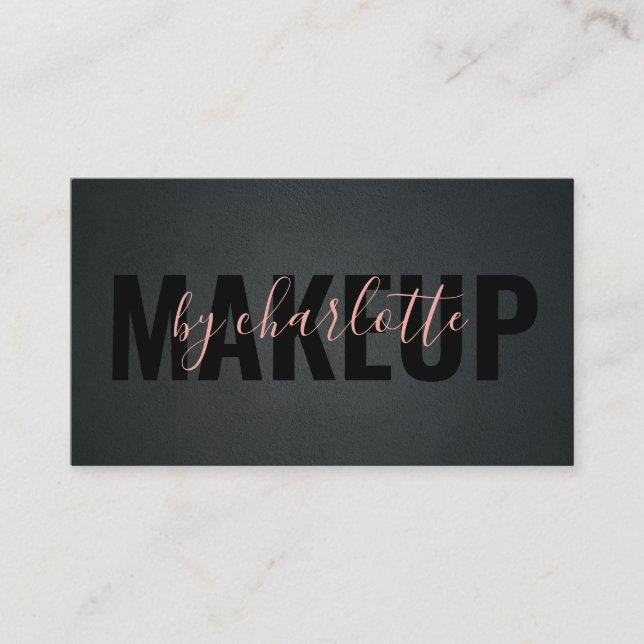 Trendy Girly Black Pink Makeup Artist Hair Salon Business Card (Front)