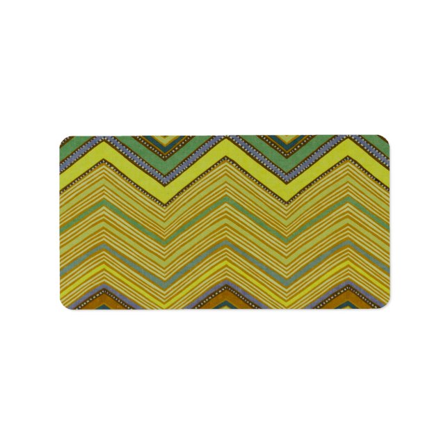 Trendy Girly Brown Yellow Zigzag Pattern Label (Front)
