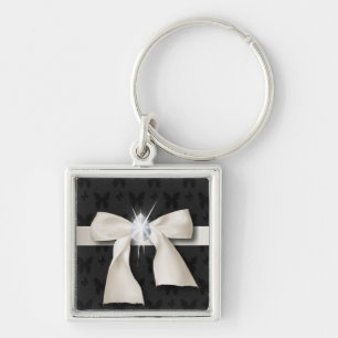 trendy girly chic diamond White Bow Key Ring