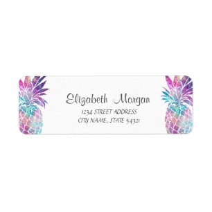 Trendy Girly Colourful  Pineapples  Address Label
