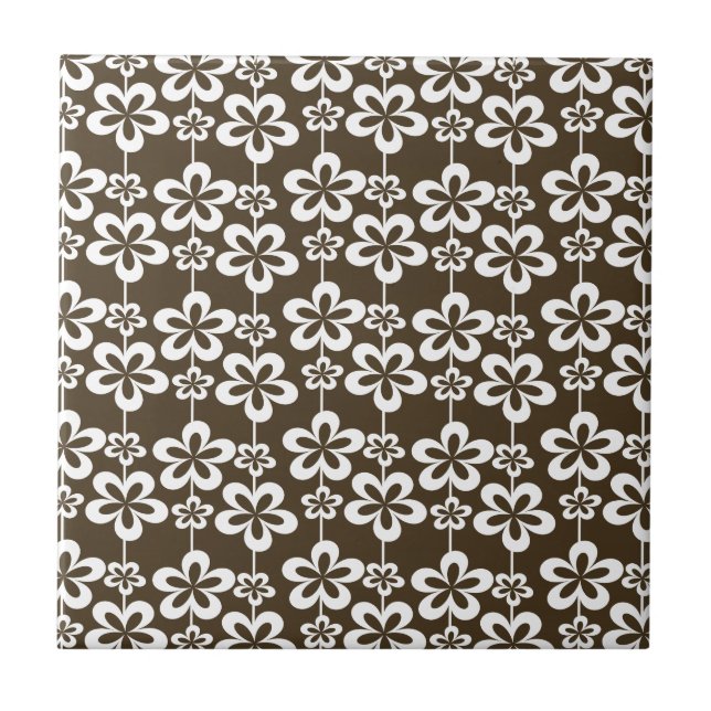 Trendy Girly Floral Pattern Tile (Front)