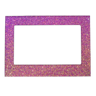 Trendy Girly Gradient Ombre Purple Pink Glitter Magnetic Frame