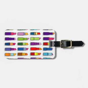 Trendy, girly lipsticks pattern luggage tag