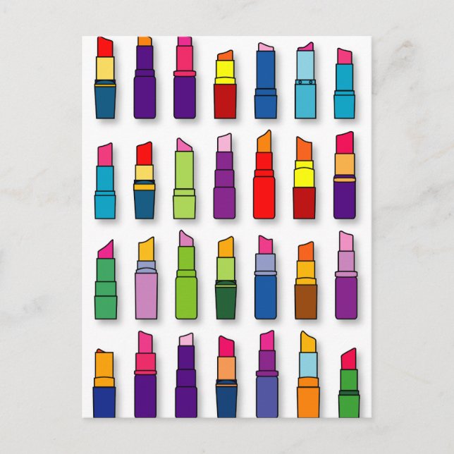 Trendy, girly lipsticks pattern postcard (Front)
