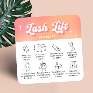 Trendy Girly Peach Lash Lift & Tint Aftercare Card