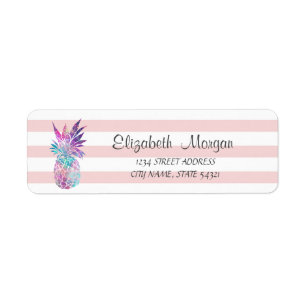 Trendy Girly  Pineapple,Stripes  Address Label