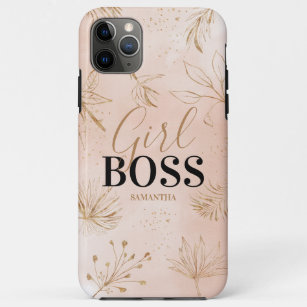 Trendy Girly Pink & Gold Girl Boss Name Case-Mate iPhone Case
