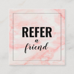 Trendy Girly Pink White Marble Referral Card