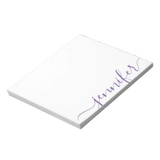 Trendy Girly Script Name, Personalised Purple Notepad