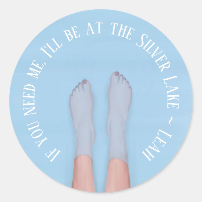 Trendy Girly Watercolor Cute Whimsical Feet  Classic Round Sticker (Front)